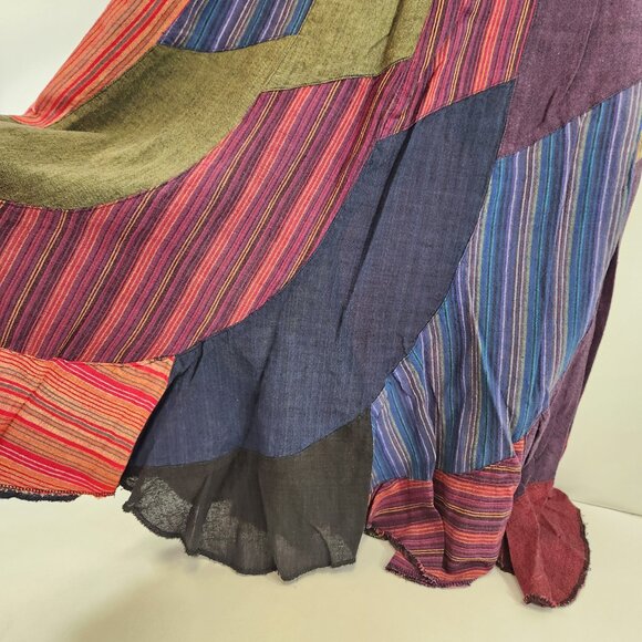 ARK Nepal 100% Cotton Patchwork Skirt Size Medium Boho Long - Picture 4 of 11
